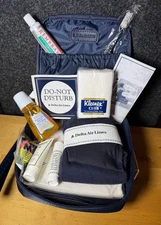 Vintage Delta Airlines Amenity Kit Bag Blue Toiletry Travel Late 90s Early 2000s