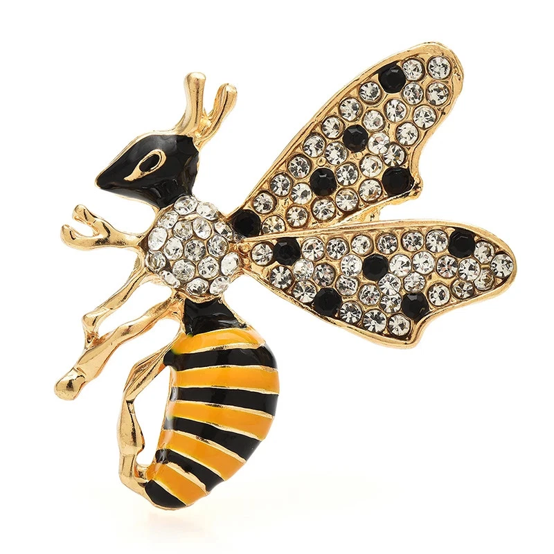 Lindo Broche Pin Esmalte Abeja Dorado - Joyería Insectos Diamantes de Imitación, Unisex Regalo de Verano Foto 2 de 4