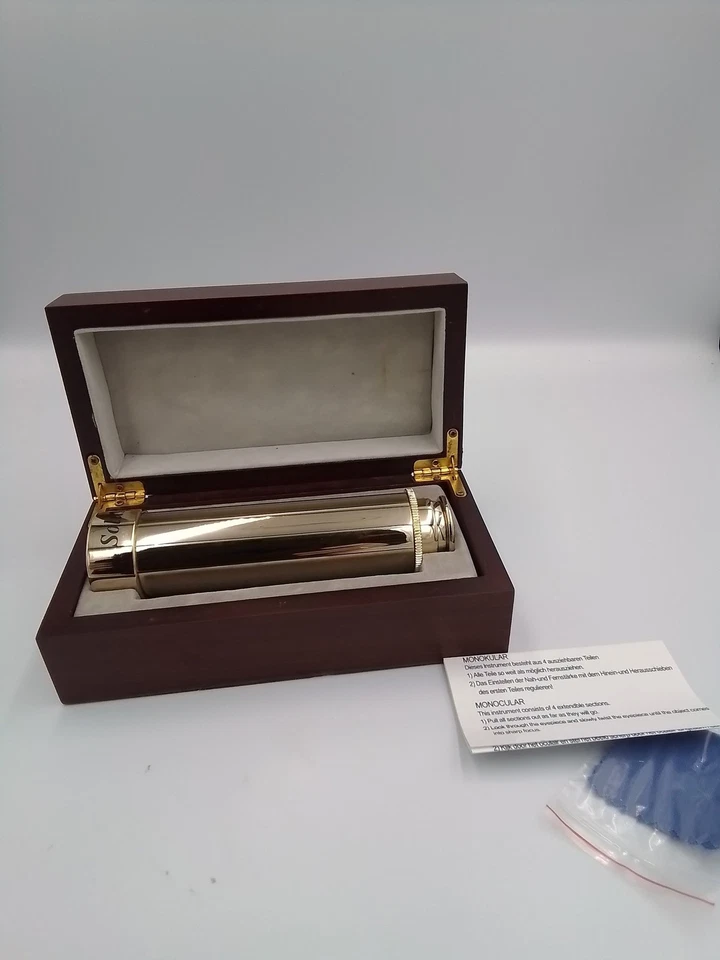 Gold Monocular Telescope with Wooden Box for Collectors - #1108 - Image 2 of 4
