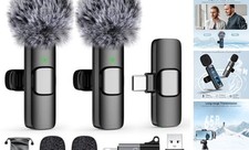 USB C Mini Wireless Lavalier Microphone for iPhone/Android, Lapel Mic Black