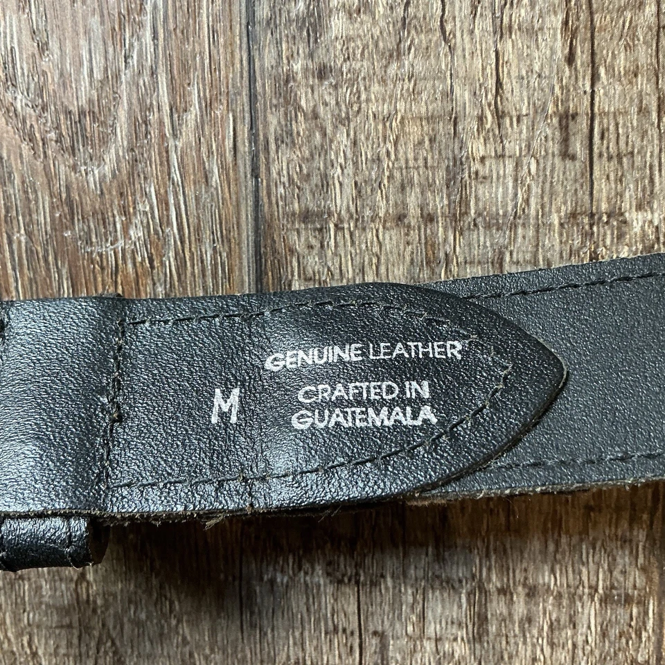 Cinturón de Cuero Express Años 90 DE COLECCIÓN Talla M Guatemala Tejido Abstracto Hebilla Y2K Mujer Foto 4 de 4