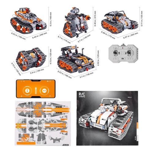 STEM Building Toys for Kids 5 in 1 App & Remote Control Car/Robot 554 PCS - Picture 1 of 6