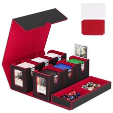 Card Deck Box for MTG with Commander Display, 7 In 1 Card Storage Box Fits 60...