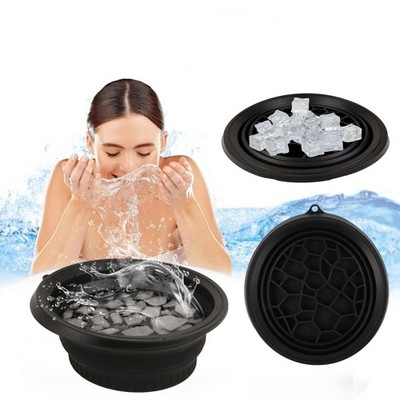 Foldable Silicone Ice Basin with Built-In Ice Tray for Facial Skincare Therapy