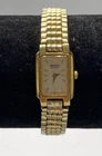 Vintage Seiko Women's Gold Tone Tank Watch 1N00-5A89 Two-Tone Expansion Band
