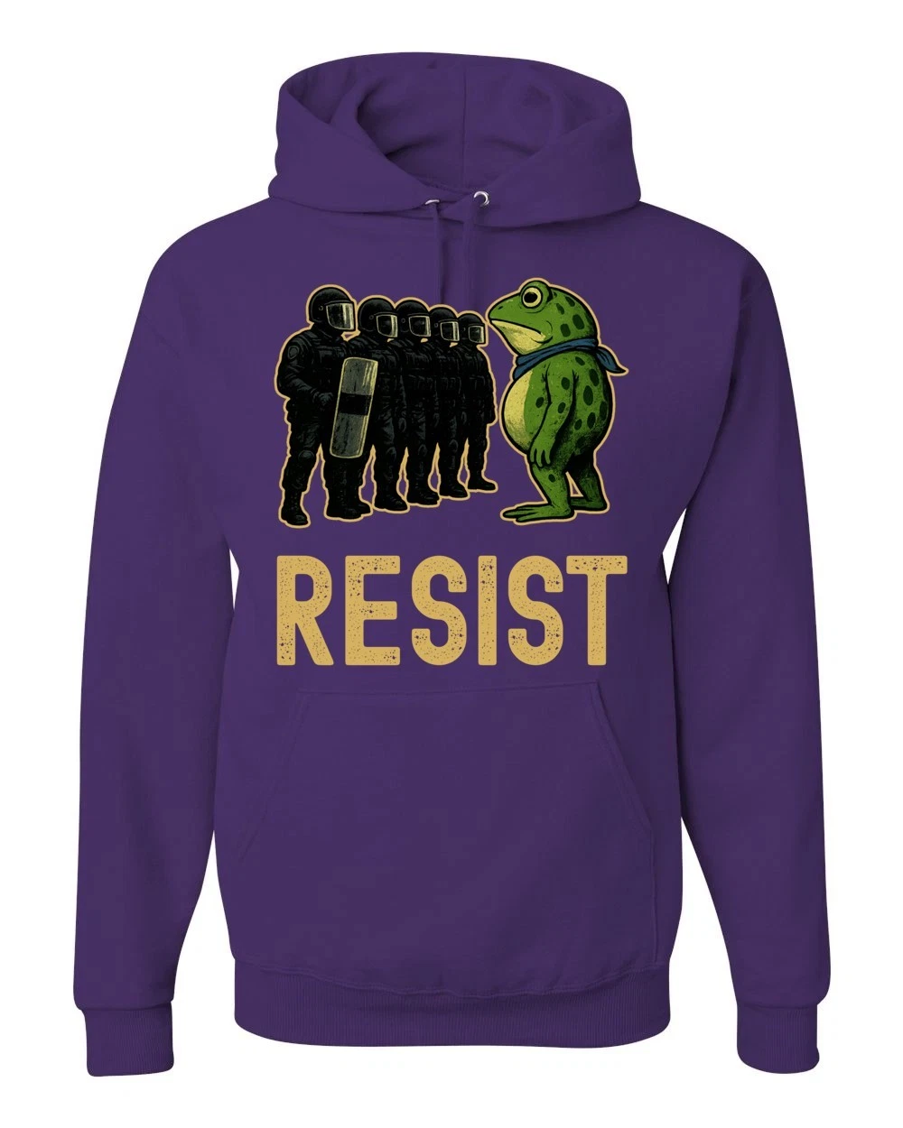 Frogs Against Fascism, Portland Frog, Resist Frog, Protest Pullover Hoodie