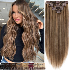 170G THICK Clip In Double Weft 100 Real Human Remy Hair Extensions Full Head