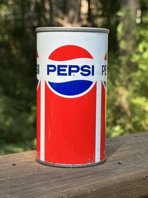 Vintage 1970s Pepsi-Cola Straight Steel Pull Tab Soda Can 12oz