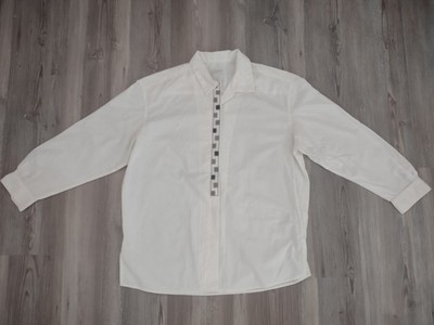 ESprit Blouse White Long Sleeve Business Casual Embroidered 100% Cotton Size M