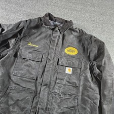 Carhart Blanket Lined Chore Jacket Men's XXL Black Corduroy Collar USA Workwear