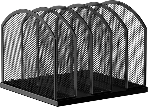 5-Section Vertical Desktop Organizer, 5-Section Mesh File Folder Stand Sorter