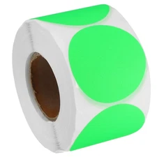 500Pcs 2" Colored Dot Stickers Adhesive Color Coding Label, Fluorescent Green