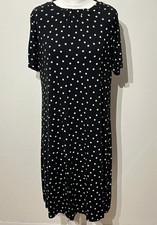 Ladies Marks & Spencer black white polka dot Size 14 tea dress short sleeve