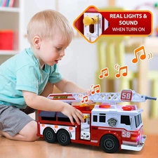 Fire Truck Motorized with Lights, Siren Sound, Working Water Pump and Rotating R