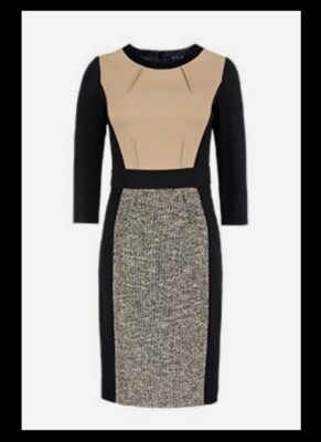 NWT $335 Etcetera Karma Black Color Block Ponte Knit Tweed Sheath Dress Size 8