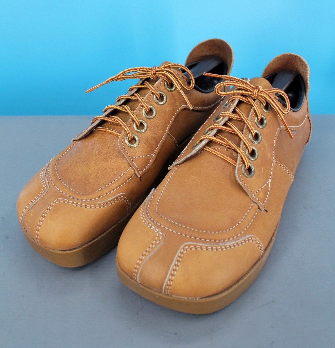 Men's NOS 70s Brown Leather Pedwin Nature Sole Shoes Sz 9 N 1970s