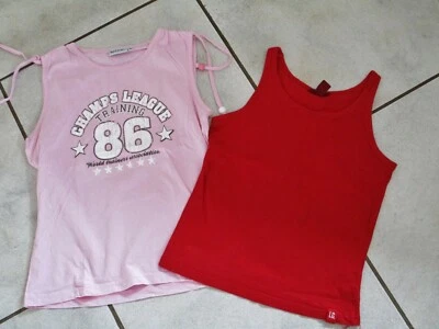 zwei schöne Top  T-Shirt Gr.146/152 rot H&M + rosa Multiblu - Bild 1 von 2