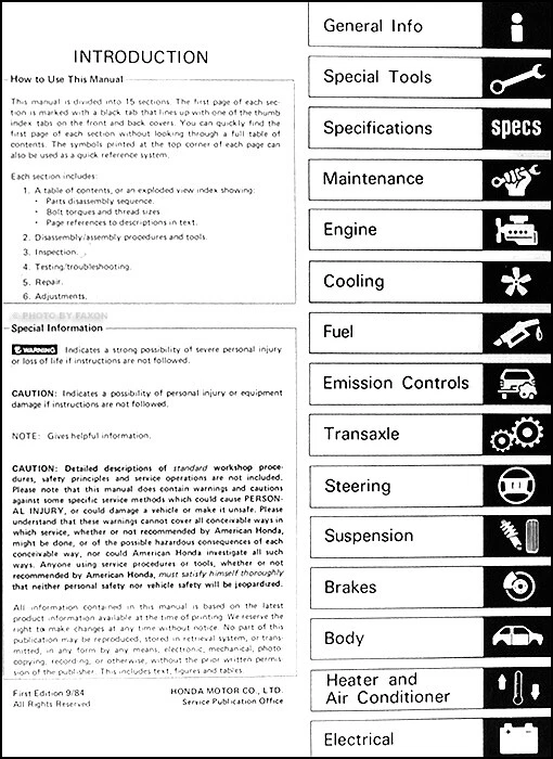 Manual De Taller Original De Reparación Y Servicio Honda Prelude 1985 OEM - Imagen 2 de 2