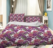 3D Rose Floral Pattern Purple Quilt Cover Set Duvet Cover Bedding Pillowcases