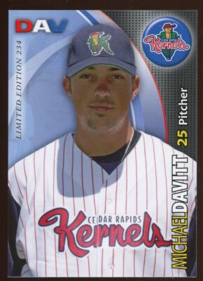 2008 DAV Cedar Rapids Kernels MICHAEL DAVITT RC ANGELS DODGERS OKALOOSA-WALTON