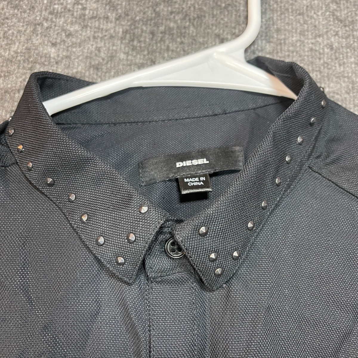 NWT DIESEL D78 Shirt Medium Black S-Jacqy Button Up Long