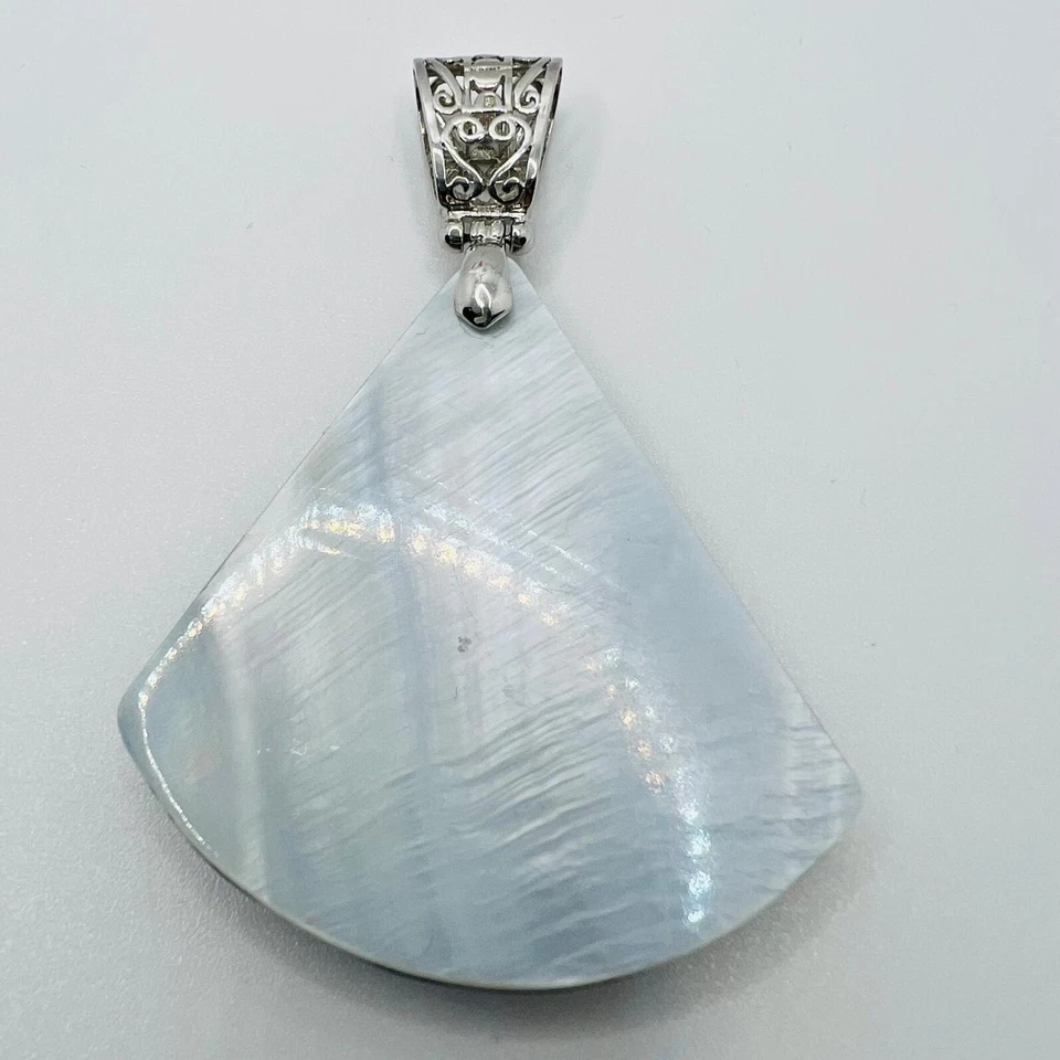 Perlmutt-Anhänger Unikat Edelstahl mit filigraner Designer Schmuck Stück - Bild 3 von 3