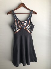 Express Aztec Sequin Embellished Sleeveless Dress Gray Womens Size XS