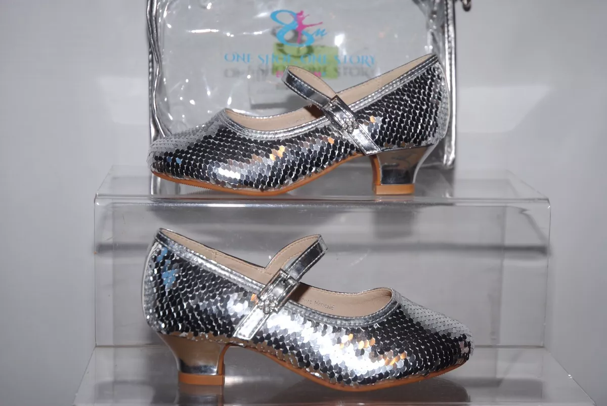 EIGHT KM MERMAID COLLECTION Girls Silver sequin shoes uk size 1