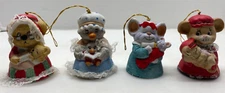 Vintage Jasco Caring Critter Chimers Christmas Ornament Bells set of 4