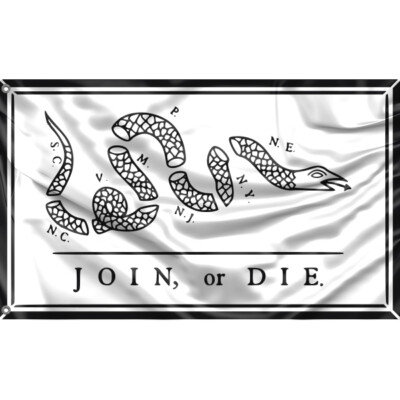 Join or Die Flagge einzigartiges Design 3x5 Fuß / 90x150 cm Made in EU