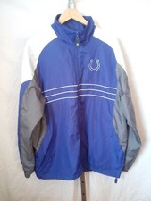 NFL Jacket Windbreaker Team Apparel Reebok Large L Men Blue Gray White Zipper 