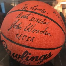 Coach John Wooden Signed Basketball 8-19-2002