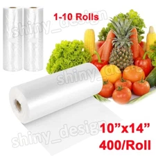 1-10Rolls 10"x14" Plastic Clear Produce Bags Food Storage Fresh-Keeping 400/Roll