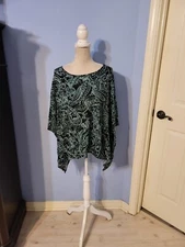 East 5th Xlarge Blouse Womens Teal Paisley Round Neck 