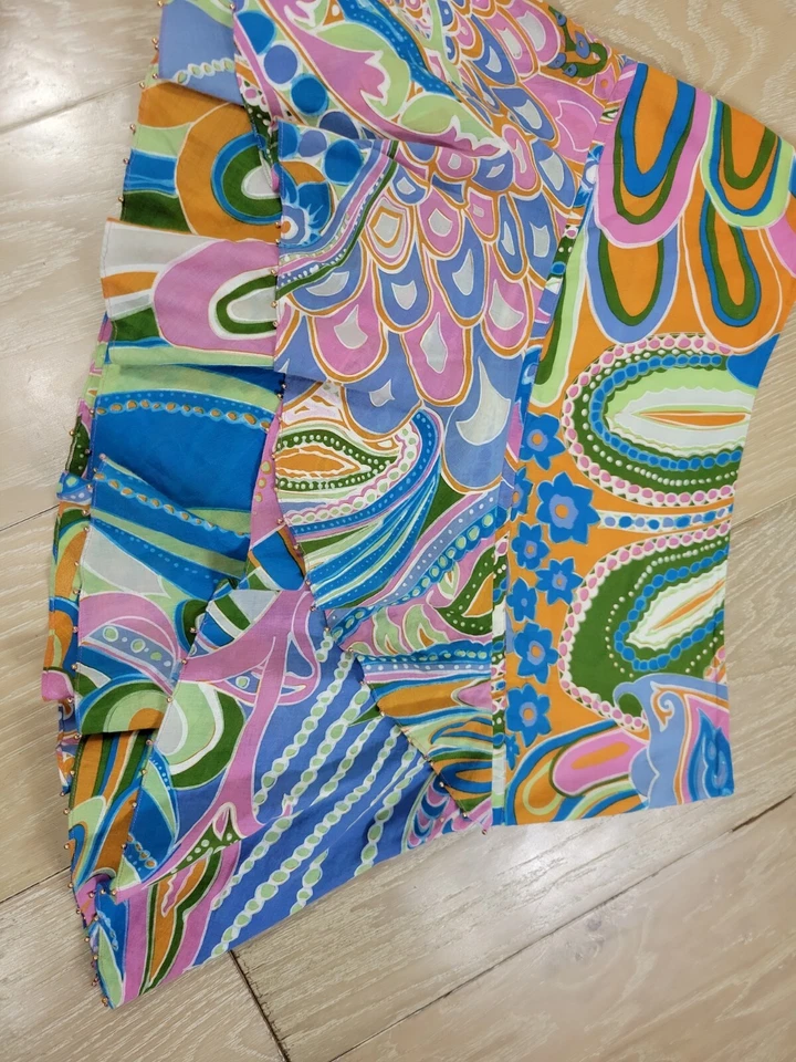 Saia Feminina TIBI Tamanho 6 Camadas Camadas Paisley Algodão Casual Colorida *LEIA* - Imagem 3 de 4