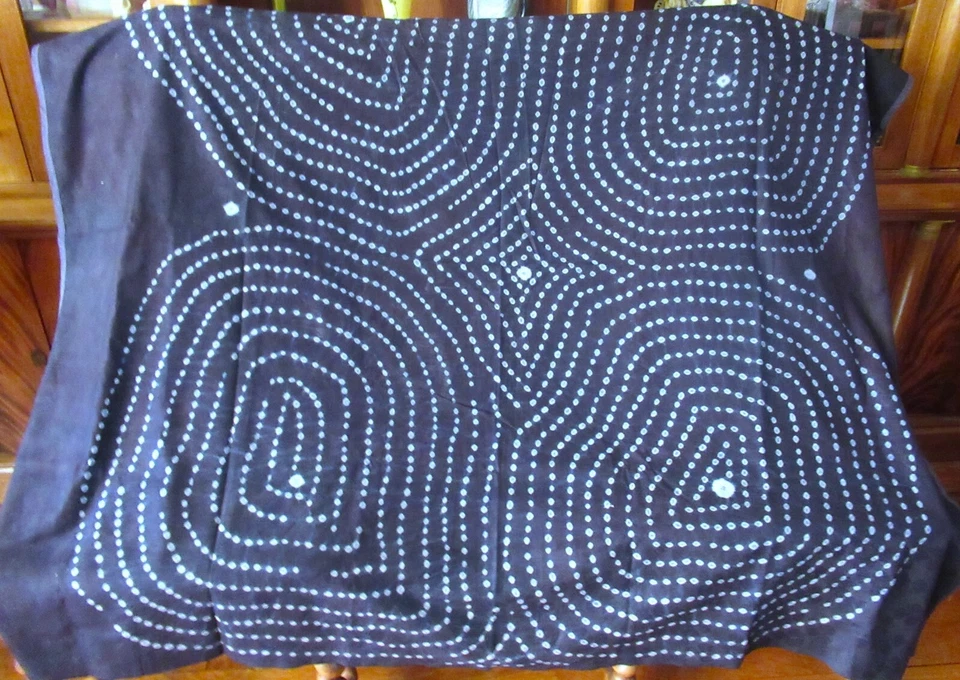 Tissus ethnique en coton bleu marine et bleu ciel - 150 cm x 135 cm - Photo 2/4