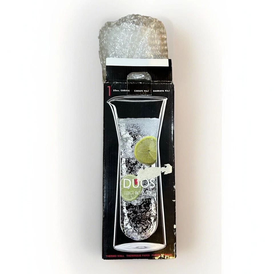 Luigi Bormioli Duos Thermo Wall Clear Glass Pitcher 32oz New In Box Hot Cold - Image 4 of 4