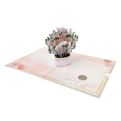 Original Sixpence Münze mit 3D Pop-Up Hochzeitskarte & Umschlag - perfekt für Braut