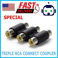 New AV 3 RCA Audio Video Female to Female Jack Coupler Adapter 3RCA Connector