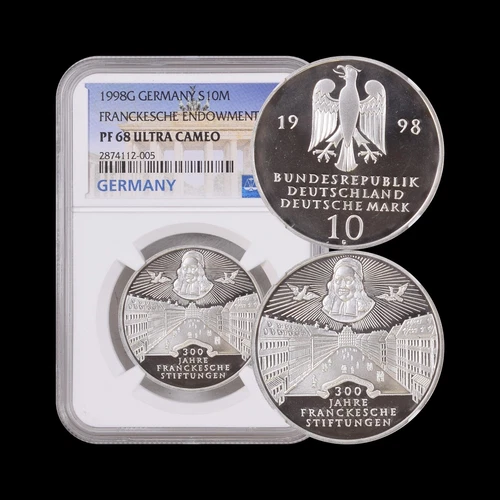 GERMANY. 1998, 10 Mark, Silver - NGC PF68 - Top Pop 🥇 Franckesche Endowment