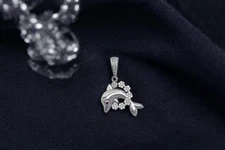 1.5Ct Round Cut Simulated Diamond Dolphin Pendant Necklace 14k White Gold Plated