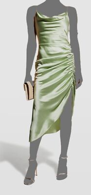 Cinq A Sept Emilia Silk Asymmetric Slip Dress, Pale Green, Women's, 14, Cocktail & Party Wedding Guest Dresses Slip Dresses