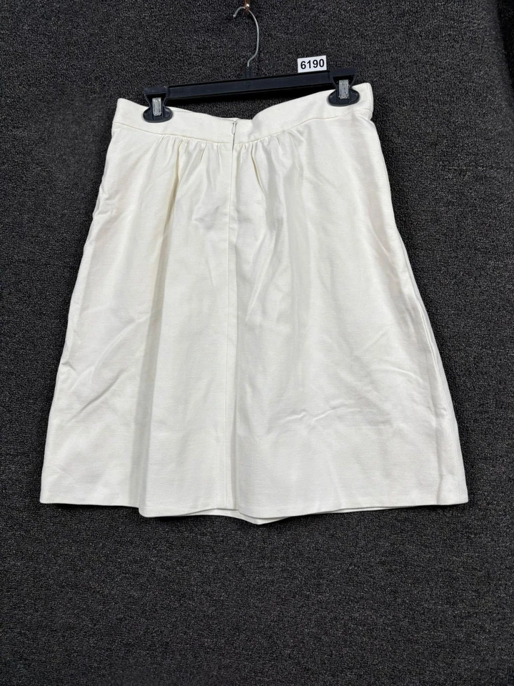 Falda Akris Punto Mujer 8 Marfil Blanco Línea A Forrada Cremallera Lateral Tela Italiana Foto 2 de 4