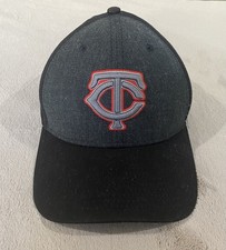 Minnesota Twins Hat New Era 39Thirty Stretch Fit TC Logo Black MLB Cap M/L