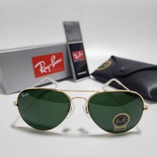 Ray-Ban RB3025 Aviator Sunglasses Gold Frame Green Glass Lens 58mm USA Shipping