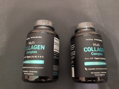 Vital Vitamins Multi Collagen Complex 150 Caps 2-Pack Types I II III V X 04/29