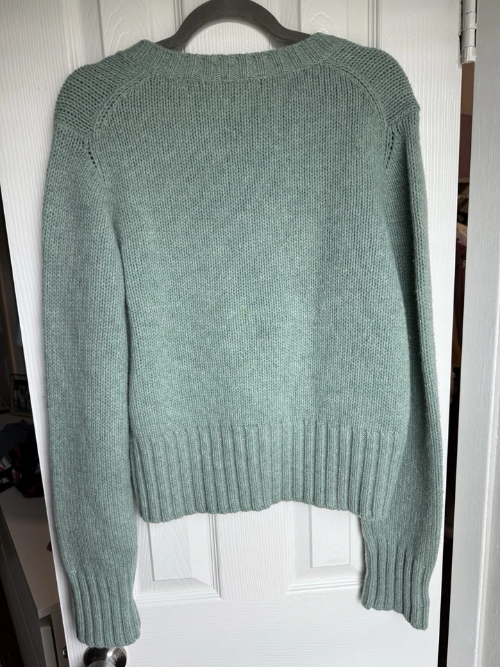 Blusa cropped J.CREW 100% lã verde sálvia malha inverno manga longa tamanho XL - Imagem 4 de 4