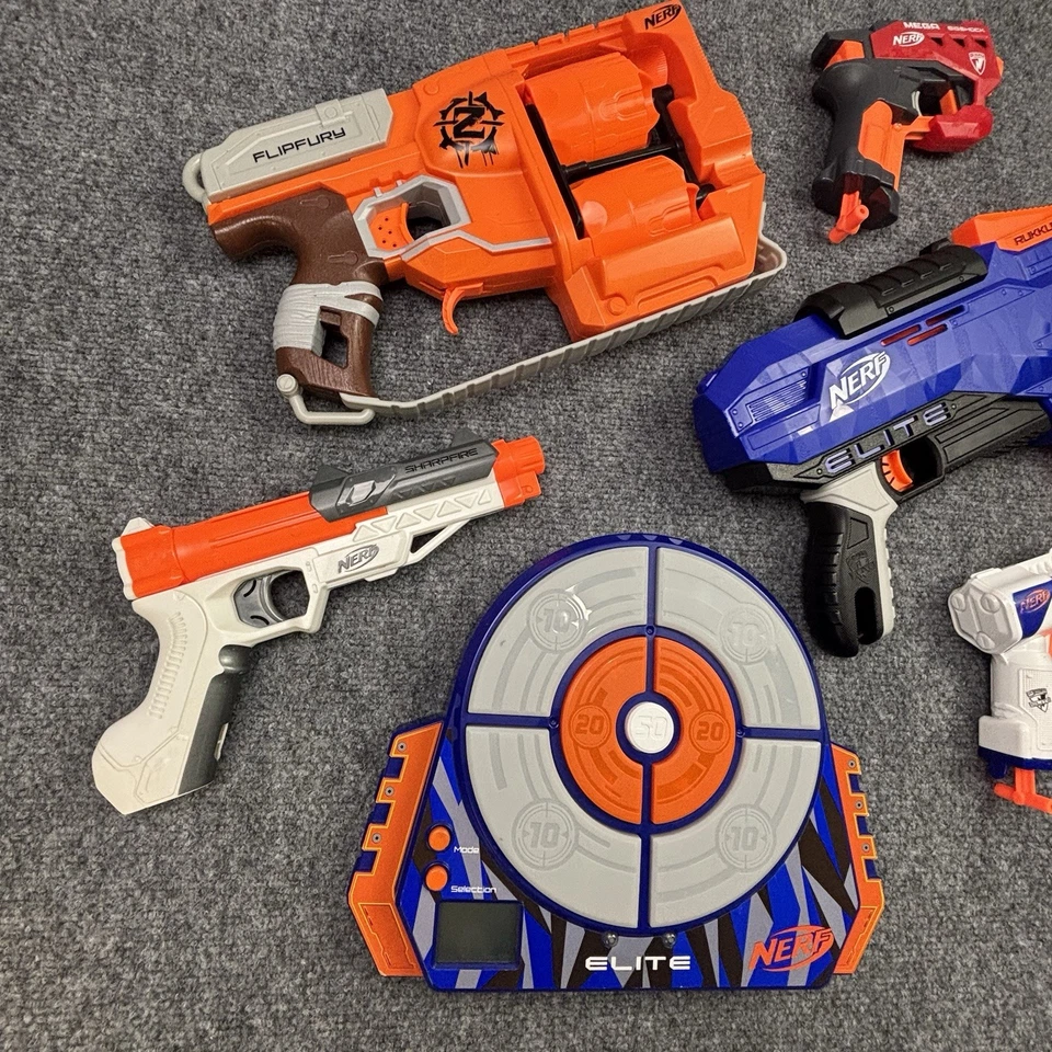 Nerf Lot of 5 Guns Ruccus Zombie Flipfury Elite Mega with Target Tested Work - Image 4 of 4