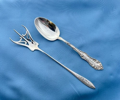 Towle Sterling Lot Lettuce Fork,Serving Spoon Mono 123.2 Gr