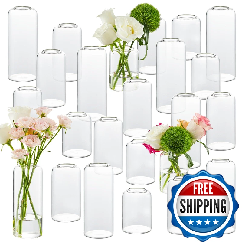Gnillko Glass Bud Vases Set Of 24 Clear Flower Vase For Centerpieces Small